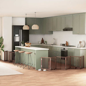 Hundgrind med dörr vikbar 15 paneler brun 750 cm poppel