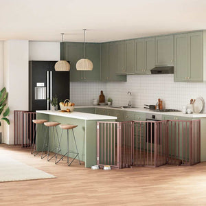 Hundgrind med dörr vikbar 15 paneler brun 750 cm poppel