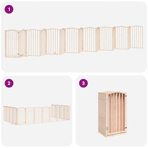 Hundgrind med dörr vikbar 15 paneler 750 cm poppel