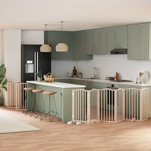 Hundgrind med dörr vikbar 15 paneler 750 cm poppel