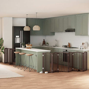 Hundgrind med dörr vikbar 15 paneler brun 750 cm poppel