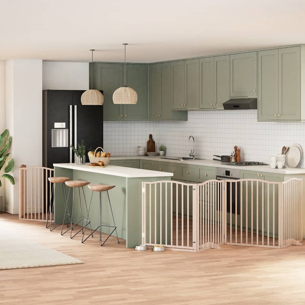Hundgrind med dörr vikbar 8 paneler 640 cm poppel
