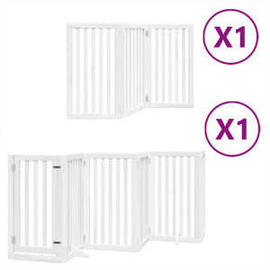 Hundgrind med dörr vikbar 9 paneler vit 450 cm poppel