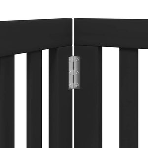Hundgrind med dörr vikbar 12 paneler svart 600 cm poppel