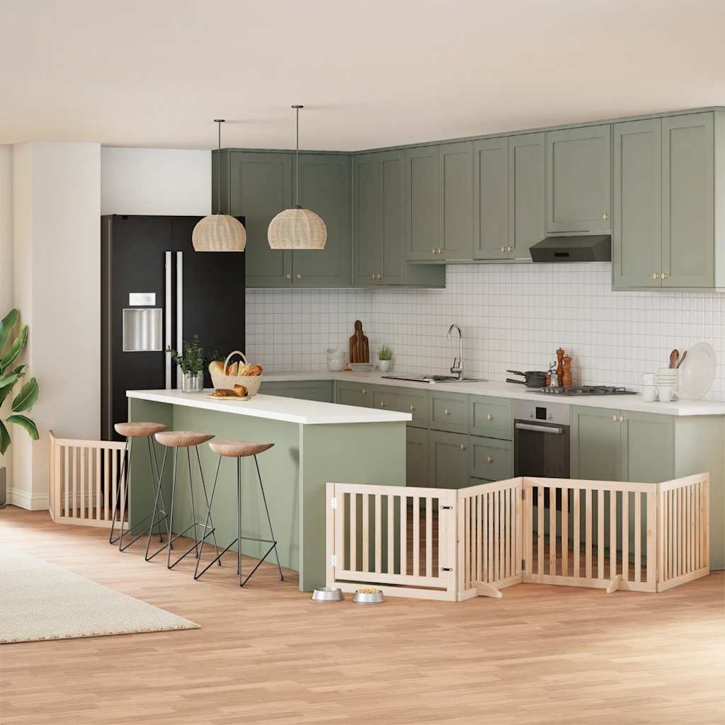 Hundgrind med dörr vikbar 6 paneler 480 cm poppel