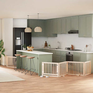 Hundgrind med dörr vikbar 6 paneler 480 cm poppel