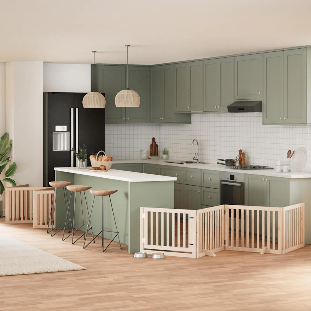 Hundgrind med dörr vikbar 10 paneler 800 cm poppel