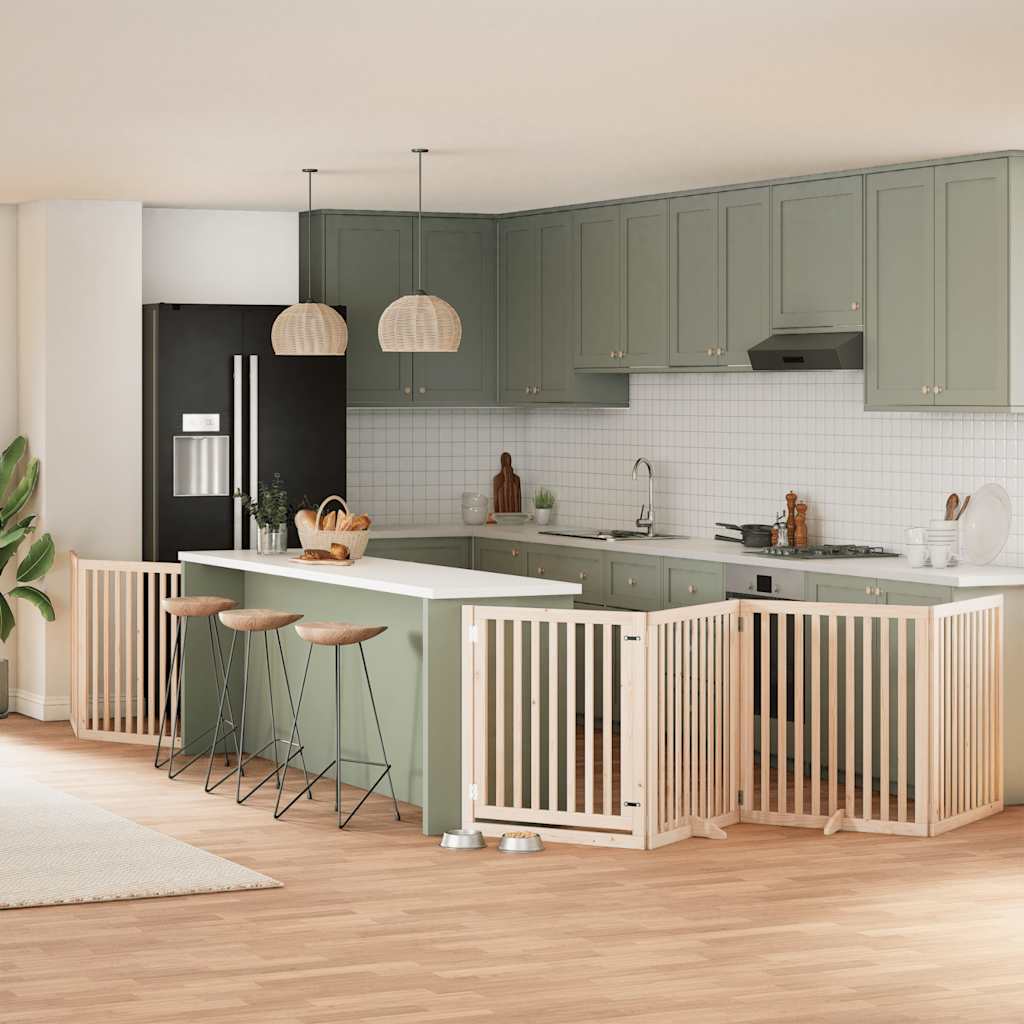 Hundgrind med dörr vikbar 8 paneler 640 cm poppel