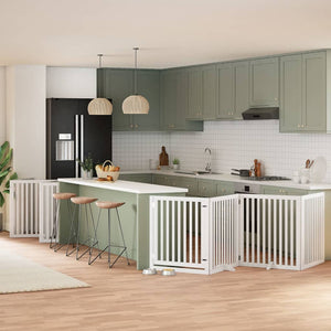 Hundgrind med dörr vikbar 10 paneler vit 800 cm poppel