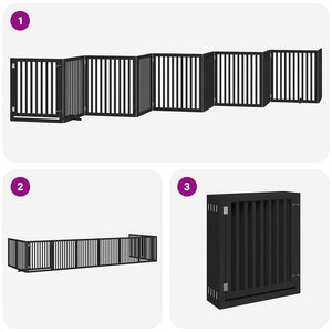 Hundgrind med dörr vikbar 10 paneler svart 800 cm poppel