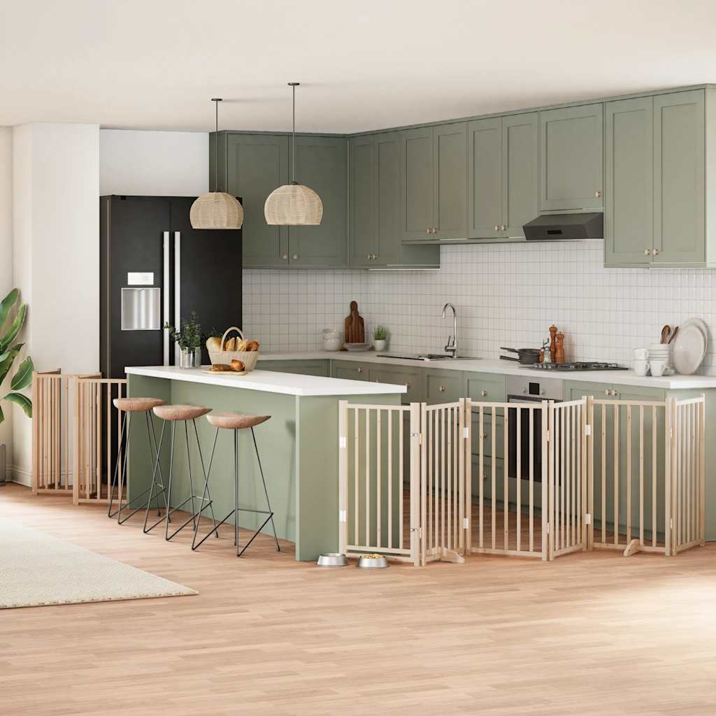 Hundgrind med dörr vikbar 15 paneler 750 cm poppel