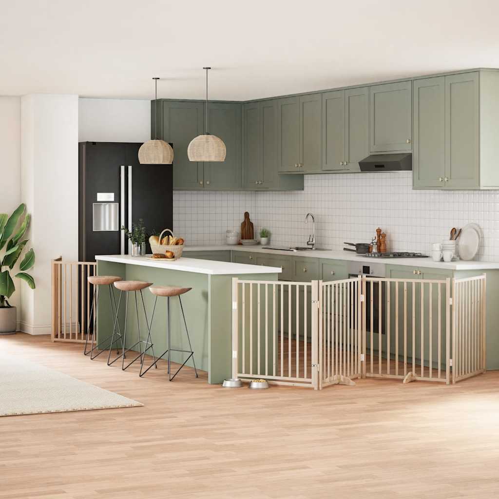 Hundgrind med dörr vikbar 8 paneler 640 cm poppel