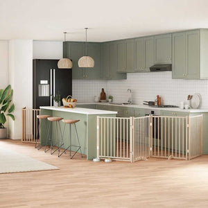 Hundgrind med dörr vikbar 8 paneler 640 cm poppel