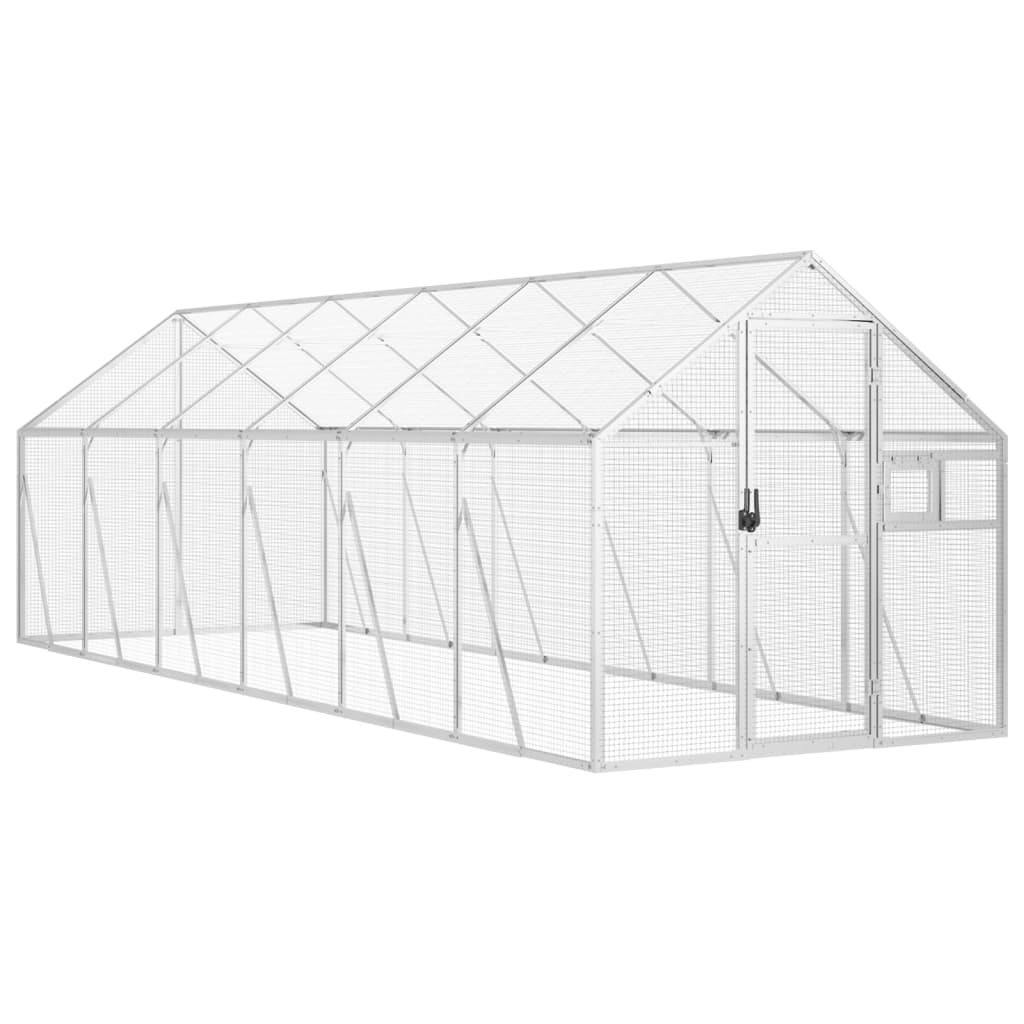 Fågelvoljär silver 1,79x6x1,85 m aluminium