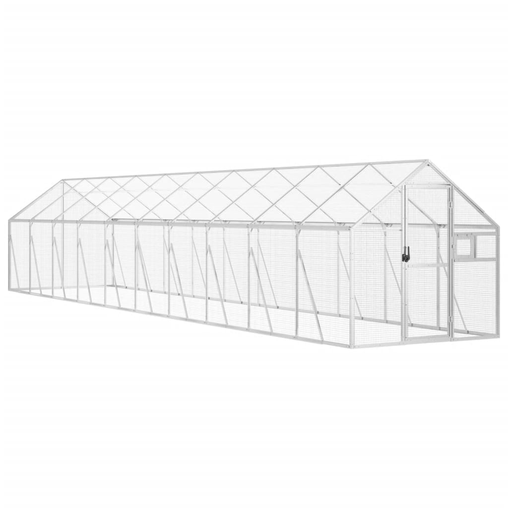 Fågelvoljär silver 1,79x10x1,85 m aluminium