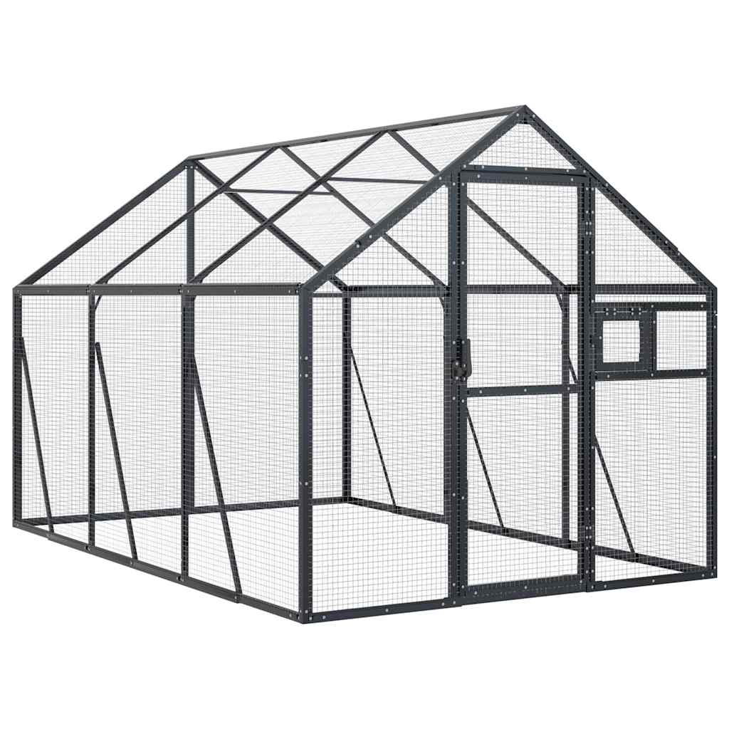 Fågelvoljär antracit 1,79x3x1,85 m aluminium