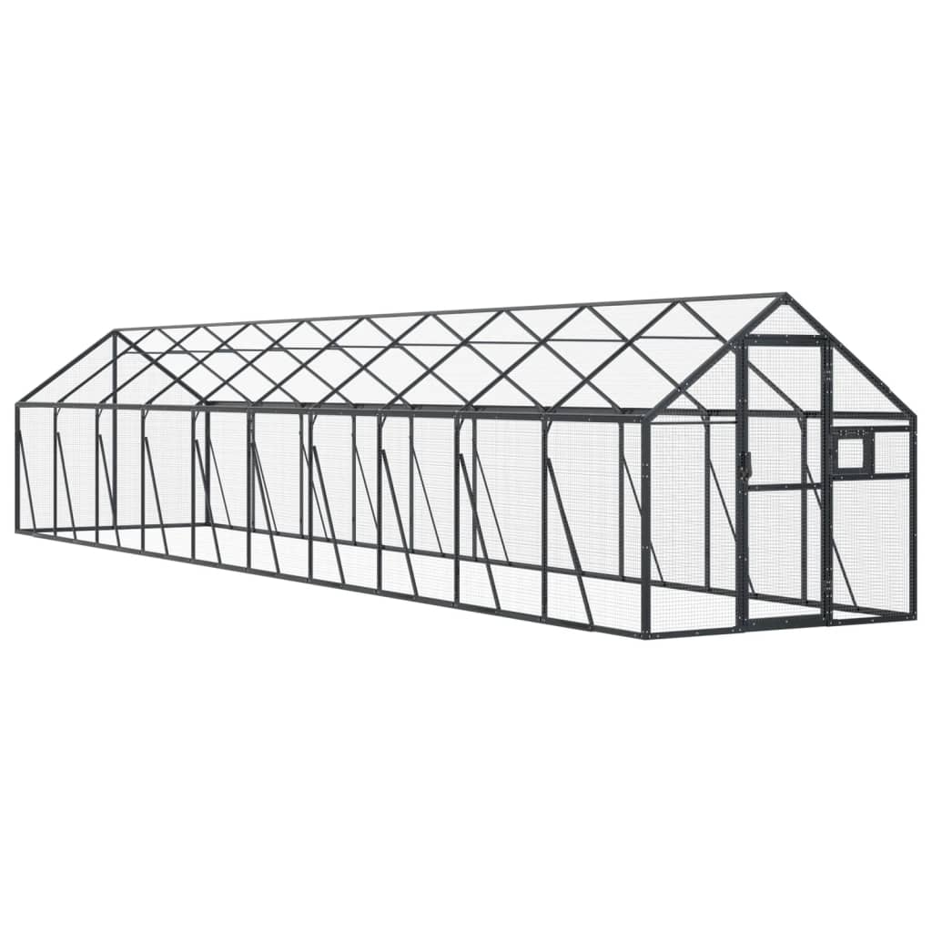 Fågelvoljär antracit 1,79x10x1,85 m aluminium