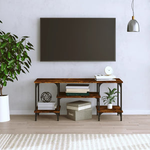 Tv-bänk rökfärgad ek 102x35x45,5 cm konstruerat trä