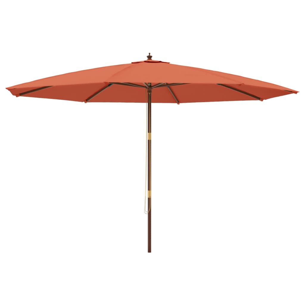 Parasoll med trästång 400x273 cm terrakotta