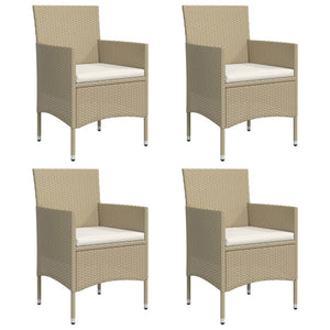 Matgrupp för trädgården med dynor 5 delar beige och svart