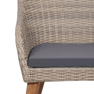 Matgrupp för trädgården med dynor 7 delar brun