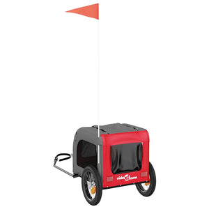 Cykelvagn för djur röd och grå oxfordtyg och järn