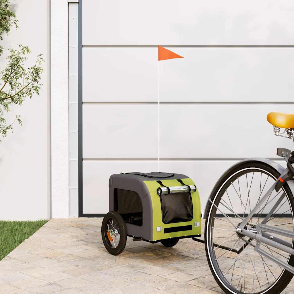 Cykelvagn för djur grön och grå oxfordtyg och järn