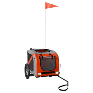 Cykelvagn för djur orange och grå oxfordtyg och järn