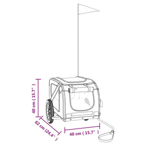 Cykelvagn för djur orange och grå oxfordtyg och järn