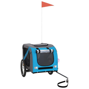 Cykelvagn för djur blå och grå oxfordtyg och järn