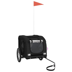 Cykelvagn för djur svart oxfordtyg och järn