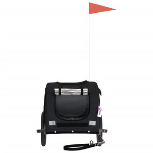 Cykelvagn för djur svart oxfordtyg och järn