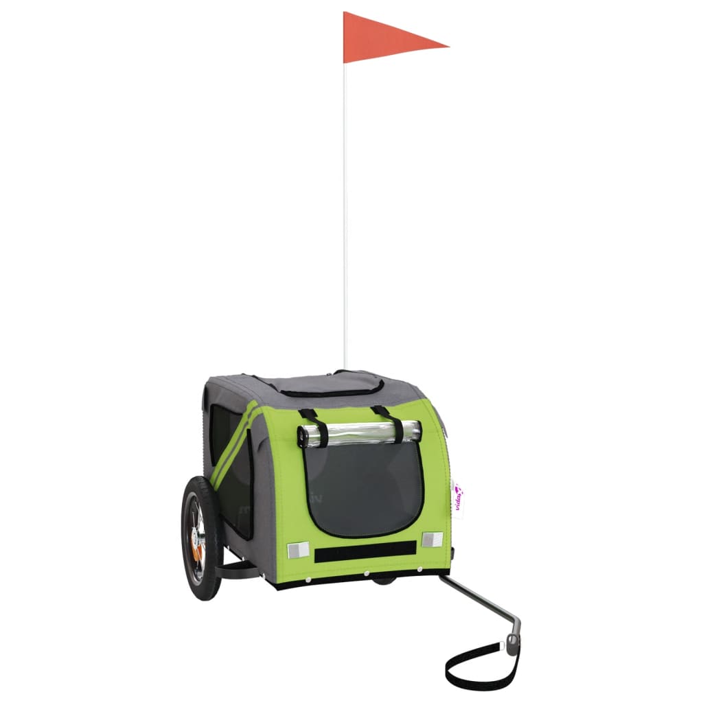 Cykelvagn för djur grön och grå oxfordtyg och järn