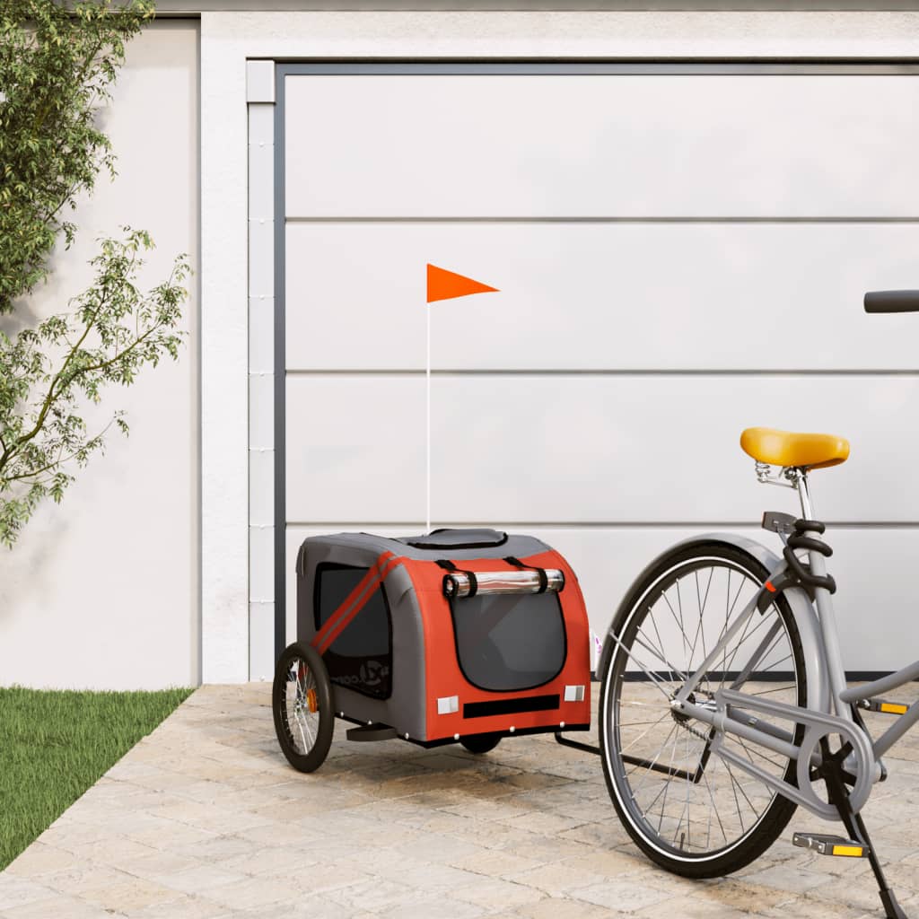 Cykelvagn för djur orange och svart oxfordtyg och järn