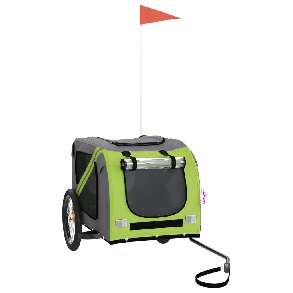 Cykelvagn för djur grön och grå oxfordtyg och järn