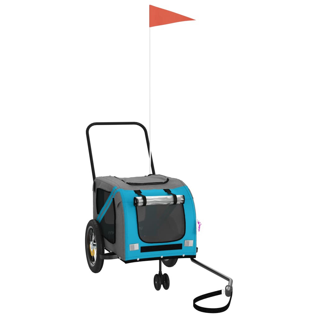 Cykelvagn för djur blå och svart oxfordtyg och järn