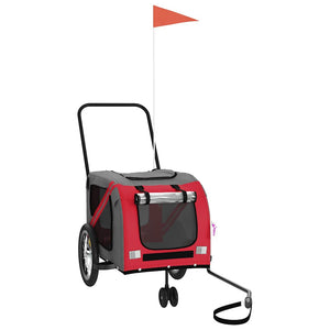 Cykelvagn för djur röd och grå oxfordtyg och järn