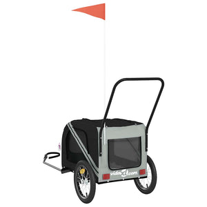 Cykelvagn för djur grå och svart oxfordtyg och järn