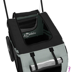 Cykelvagn för djur grå och svart oxfordtyg och järn