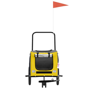 Cykelvagn för djur gul och grå oxfordtyg och järn