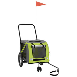 Cykelvagn för djur grön och grå oxfordtyg och järn