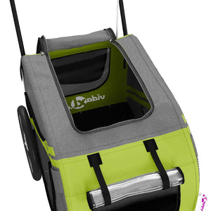 Cykelvagn för djur grön och grå oxfordtyg och järn