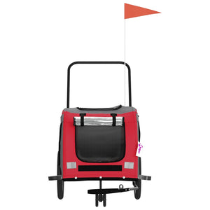 Cykelvagn för djur röd och grå oxfordtyg och järn