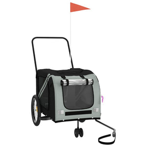 Cykelvagn för djur grå och svart oxfordtyg och järn