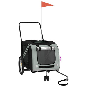 Cykelvagn för djur grå och svart oxfordtyg och järn