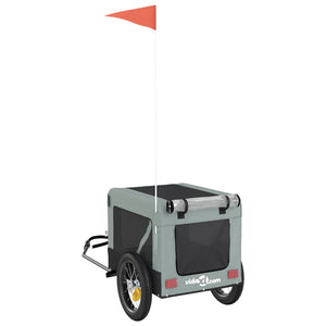 Cykelvagn för djur grå och svart oxfordtyg och järn