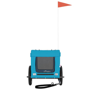 Cykelvagn för djur blå och svart oxfordtyg och järn