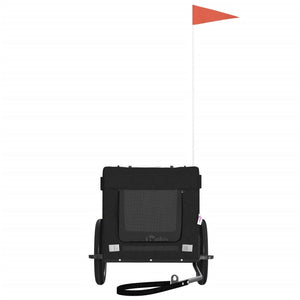 Cykelvagn för djur svart oxfordtyg och järn