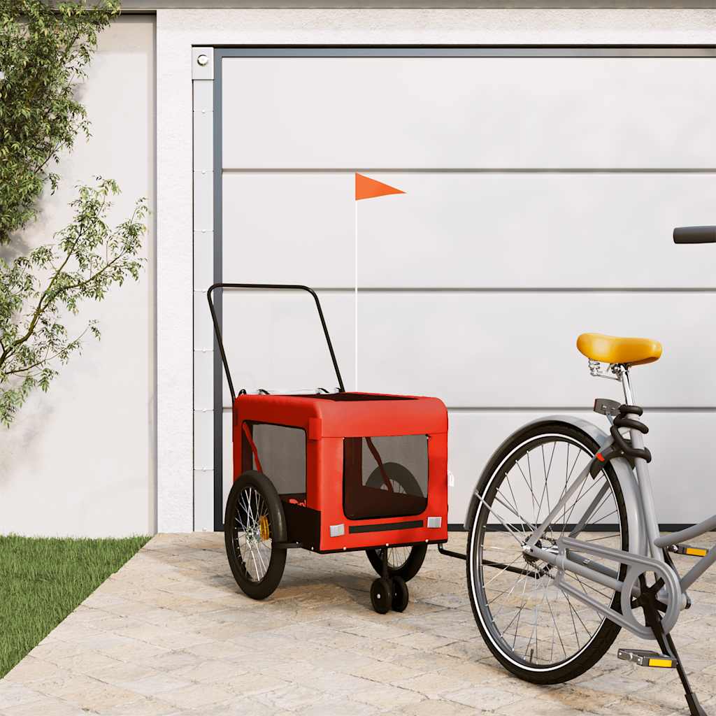 Cykelvagn för djur orange och svart oxfordtyg och järn