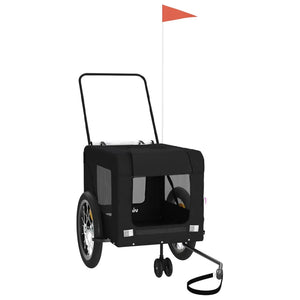 Cykelvagn för djur svart oxfordtyg och järn